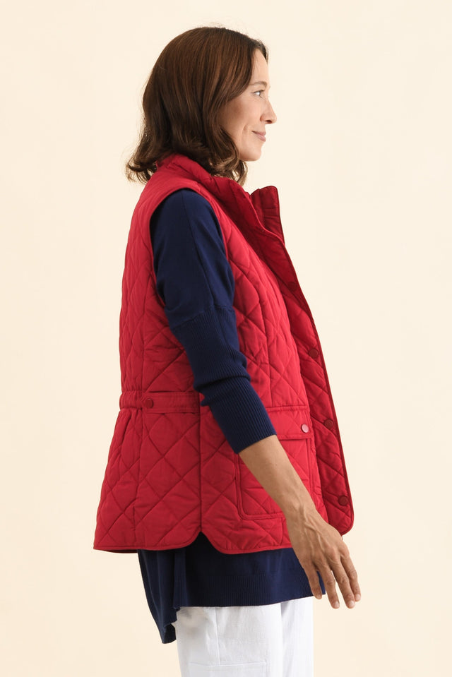 Max Red Quilted Pocket Vest,Side,Brunette model,alt text|model:Cara image 5