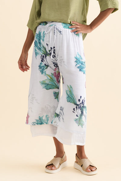 Max White Floral Layered Pants