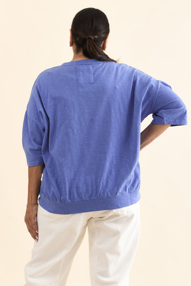 Mazie Blue Cotton Sweat,Back,Brunette model,alt text|model:Pilita image 10