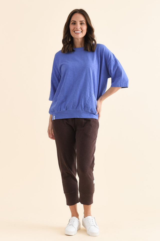 Mazie Blue Cotton Sweat,Full Body,Brunette model,alt text|model:MJ image 6