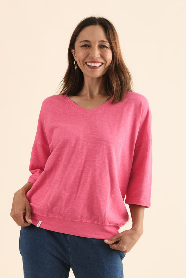 Mazie Melon Cotton V Neck Sweat image 1