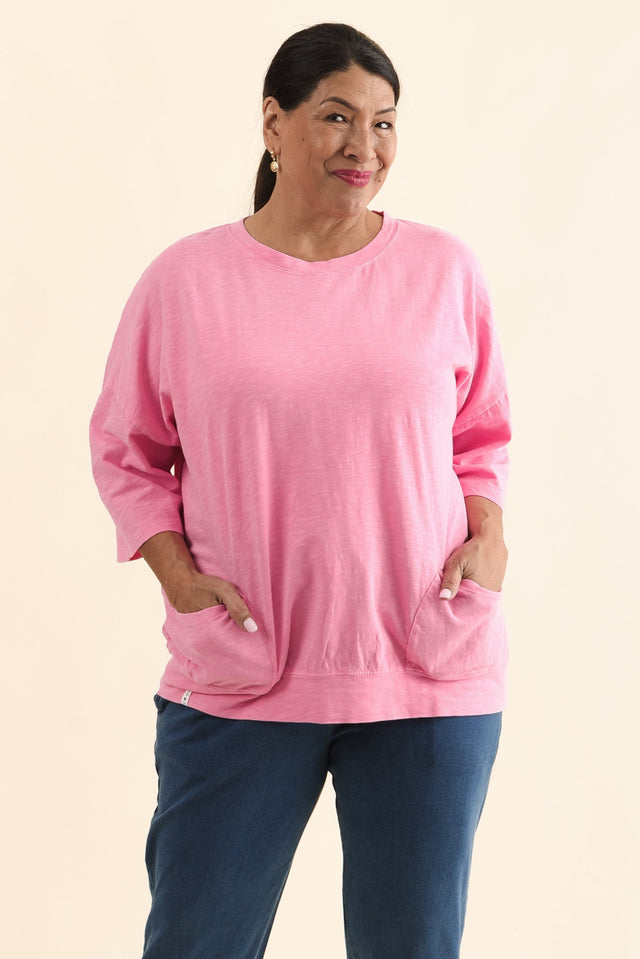Mazie Pink Cotton Sweat,Front,Brunette model,alt text|model:Pilita image 7