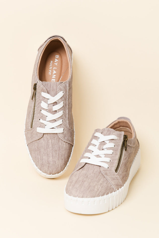 Medusa Taupe Twill Platform Sneaker