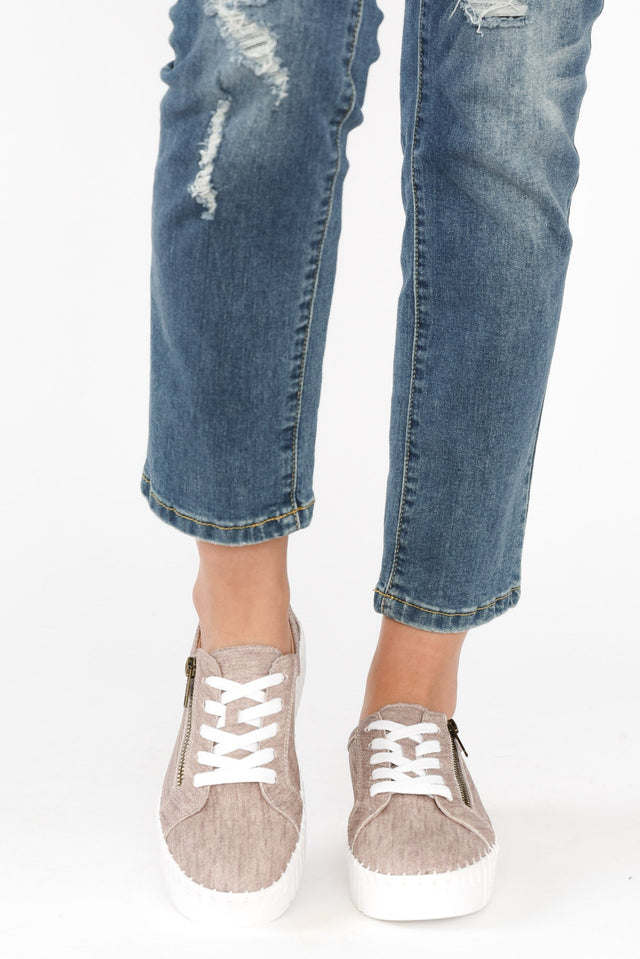 Medusa Taupe Twill Platform Sneaker image 7