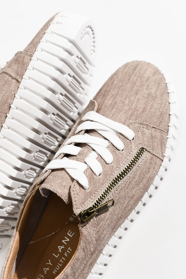 Medusa Taupe Twill Platform Sneaker image 4