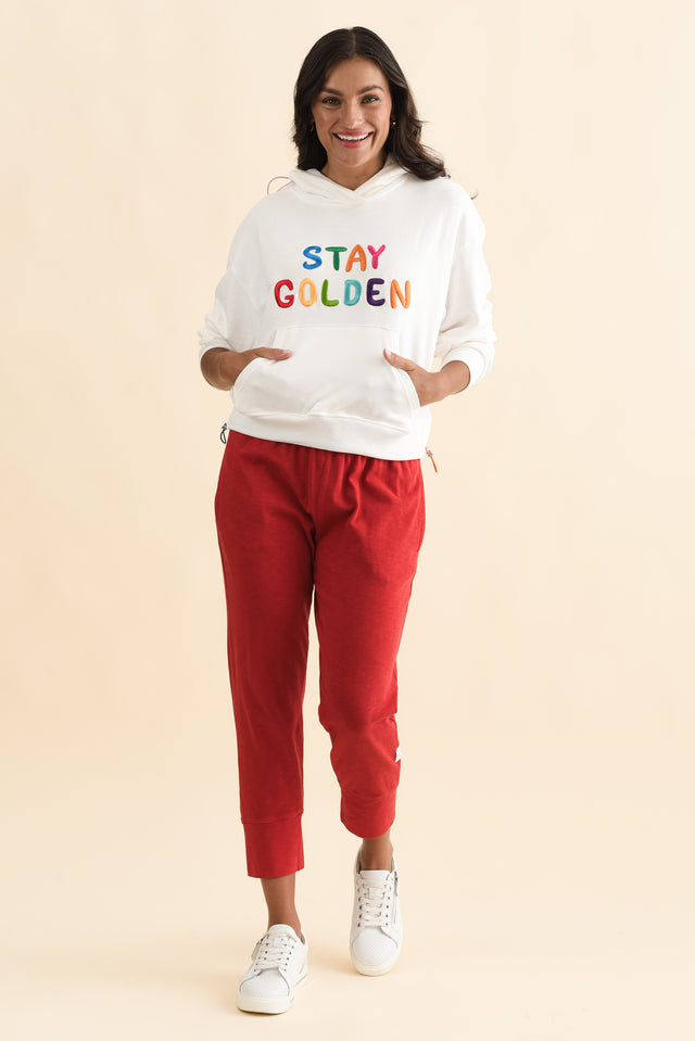 Meeko White Cotton Hooded Jumper,Brunette model,alt text|model:Brontie image 3