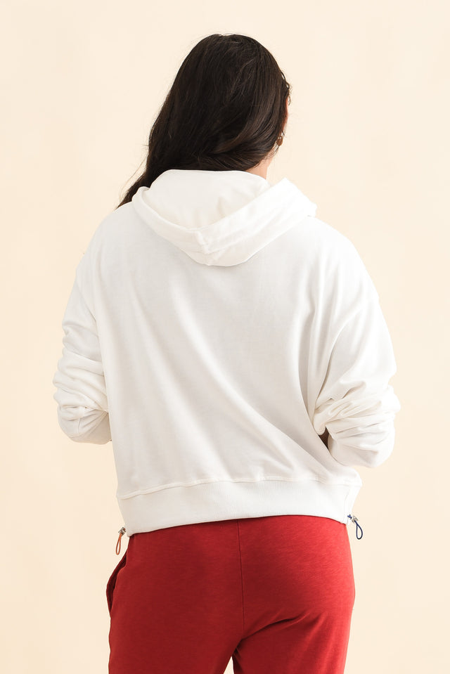 Meeko White Cotton Hooded Jumper,Brunette model,alt text|model:Brontie image 6