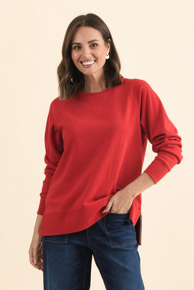 Melbourne Red Cotton Crewneck Sweatshirt