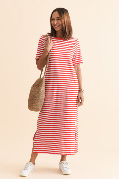 Merry Orange Stripe Cotton Tee Dress