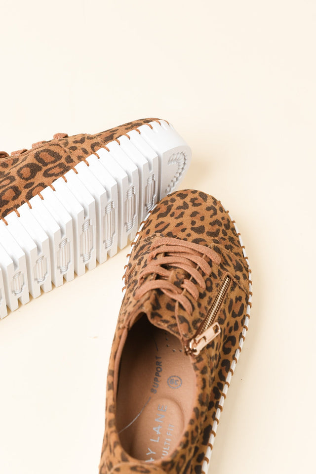 Merusa Brown Leopard Leather Platform Sneaker image 3