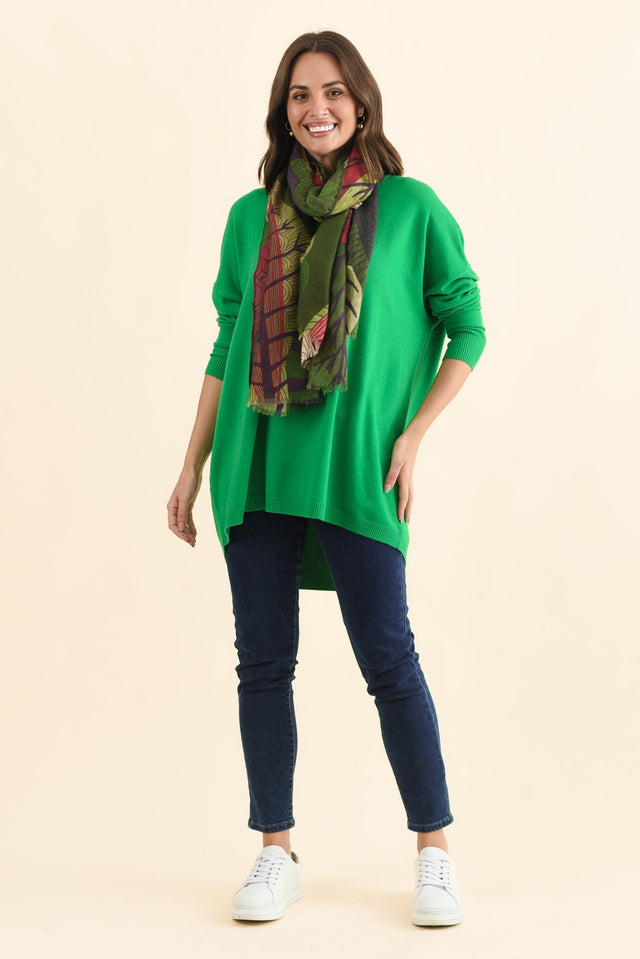 Meryl Forest Green Wool Blend Drape Jumper,Brunette model,alt text|model:MJ image 4