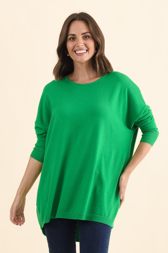 Meryl Forest Green Wool Blend Drape Jumper,Brunette model,alt text|model:MJ image 3