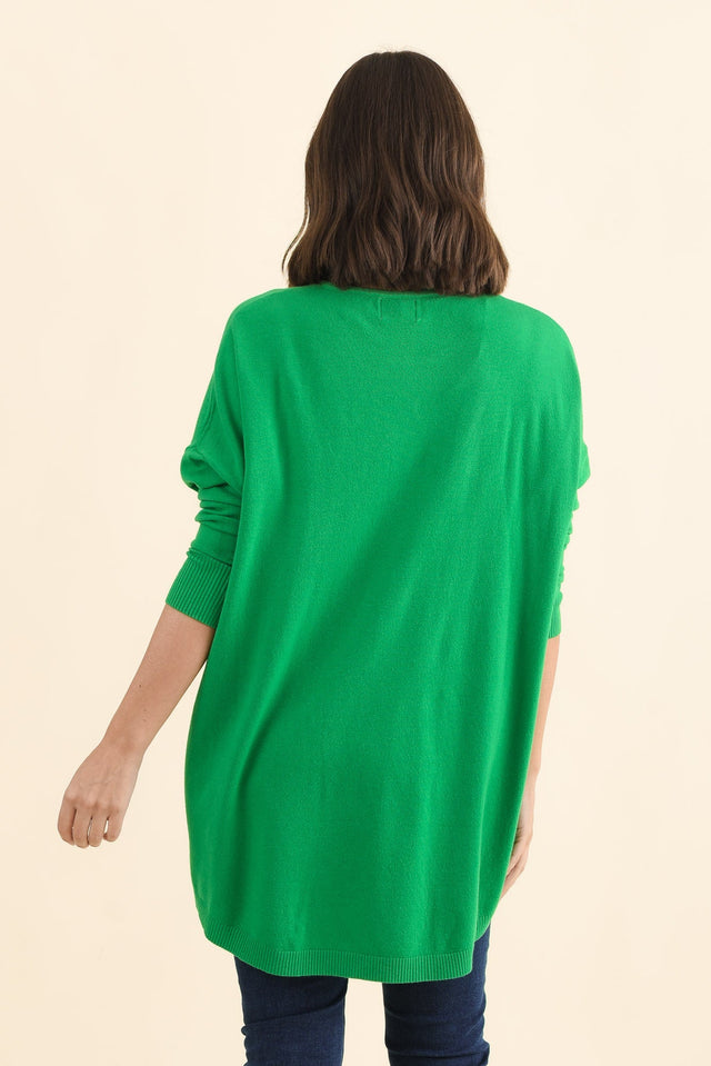 Meryl Forest Green Wool Blend Drape Jumper,Brunette model,alt text|model:MJ image 6