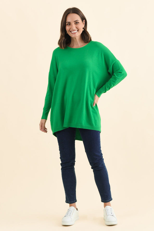 Meryl Forest Green Wool Blend Drape Jumper,Brunette model,alt text|model:MJ image 8