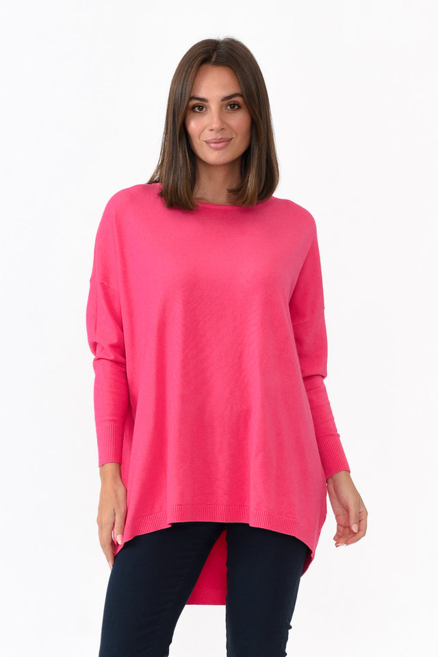 Meryl Hot Pink Wool Blend Drape Jumper