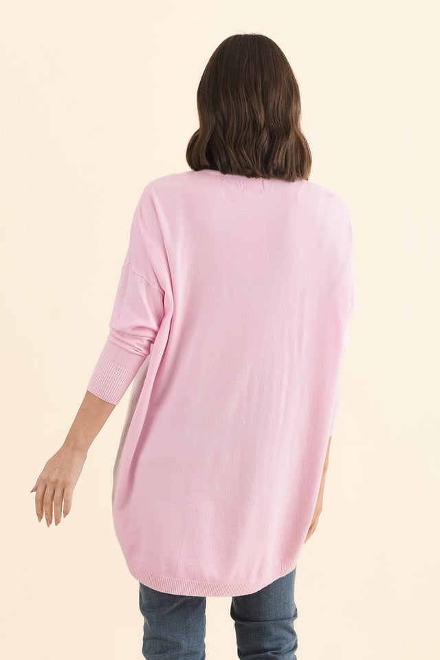 Meryl Pink Wool Blend Drape Jumper,Brunette model,alt text|model:MJ image 5
