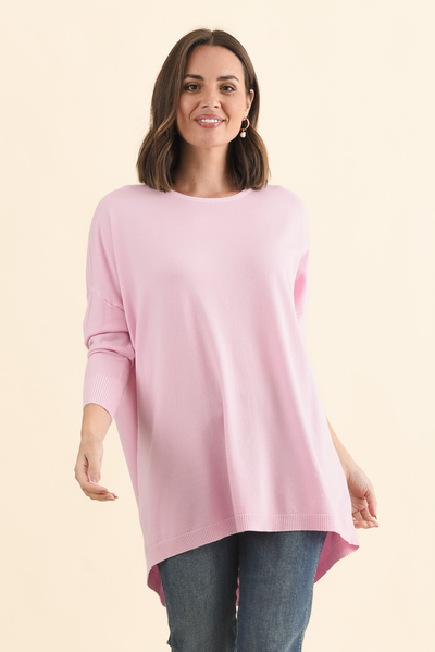 Meryl Pink Wool Blend Drape Jumper
