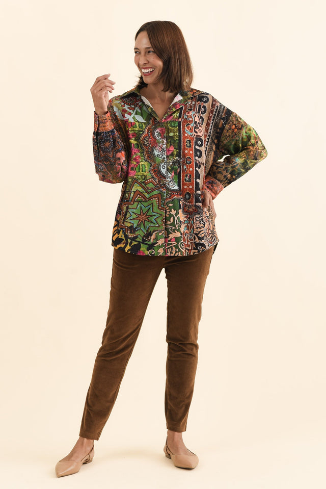 Elle Brown Corduroy Pants,Brunette model,alt text|model:Cara image 8