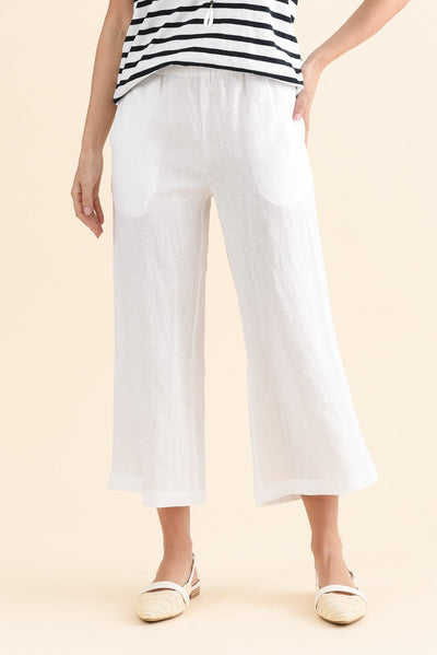 Mika White Linen Pocket Pants
