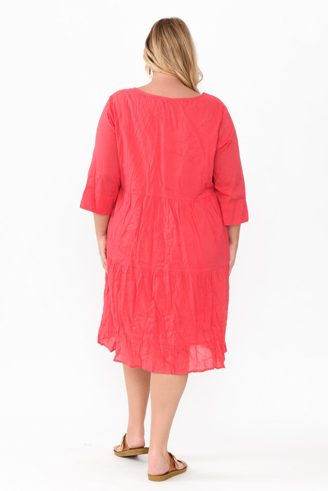 Milana Cherry Crinkle Cotton Dress,Blonde model,alt text|model:Caitlin image 11