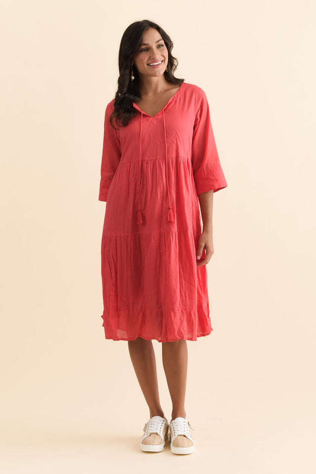 Milana Cherry Crinkle Cotton Dress,Brunette model,alt text|model:Brontie image 8