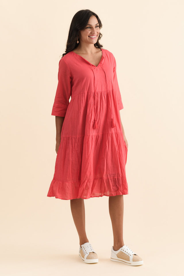 Milana Cherry Crinkle Cotton Dress,Brunette model,alt text|model:Brontie image 5