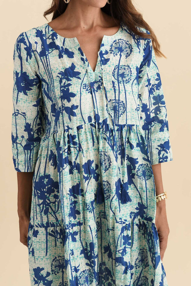 Milana Cobalt Dandelion Crinkle Cotton Dress,Brunette model,alt text|model:Cara image 6