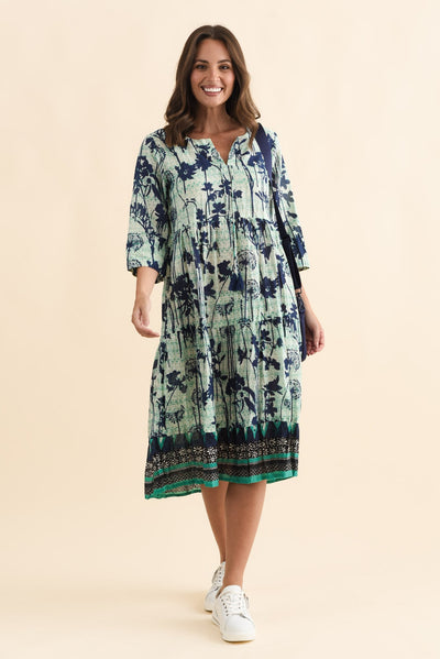 Milana Navy Dandelion Crinkle Cotton Dress