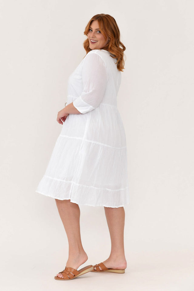 Milana White Crinkle Cotton Dress,Blonde model,alt text|model:Caitlin image 10