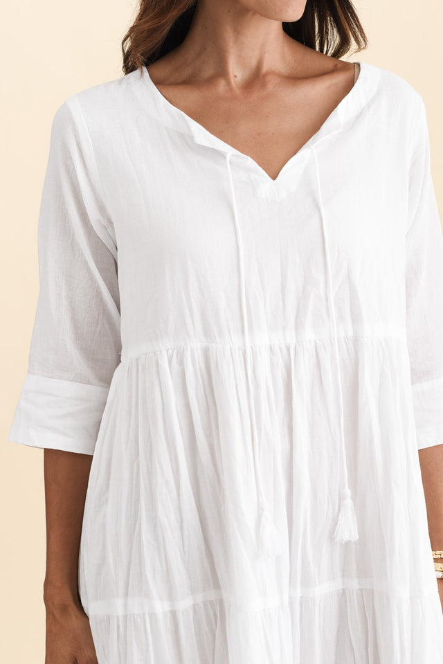 Milana White Crinkle Cotton Dress,Brunette model,alt text|model:Cara image 7