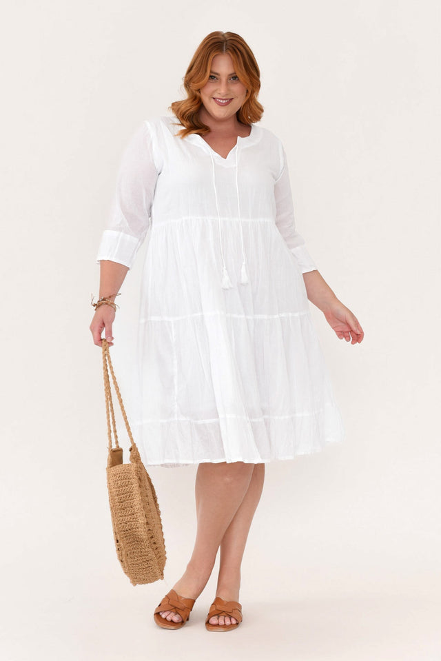 Milana White Crinkle Cotton Dress,Blonde model,alt text|model:Caitlin image 9