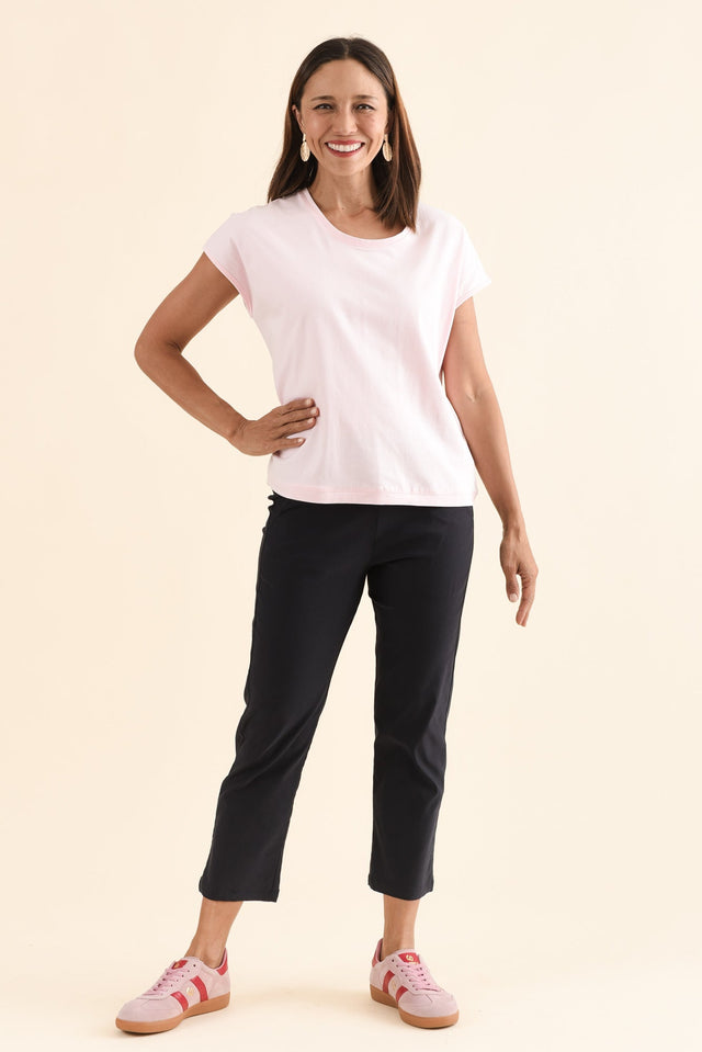 Mindy Pink Cotton Shell Tee,Full Body,Brunette model,alt text|model:Cara image 2