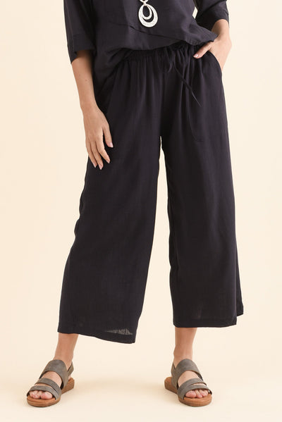 Minnelli Dark Blue Linen Cotton Pants