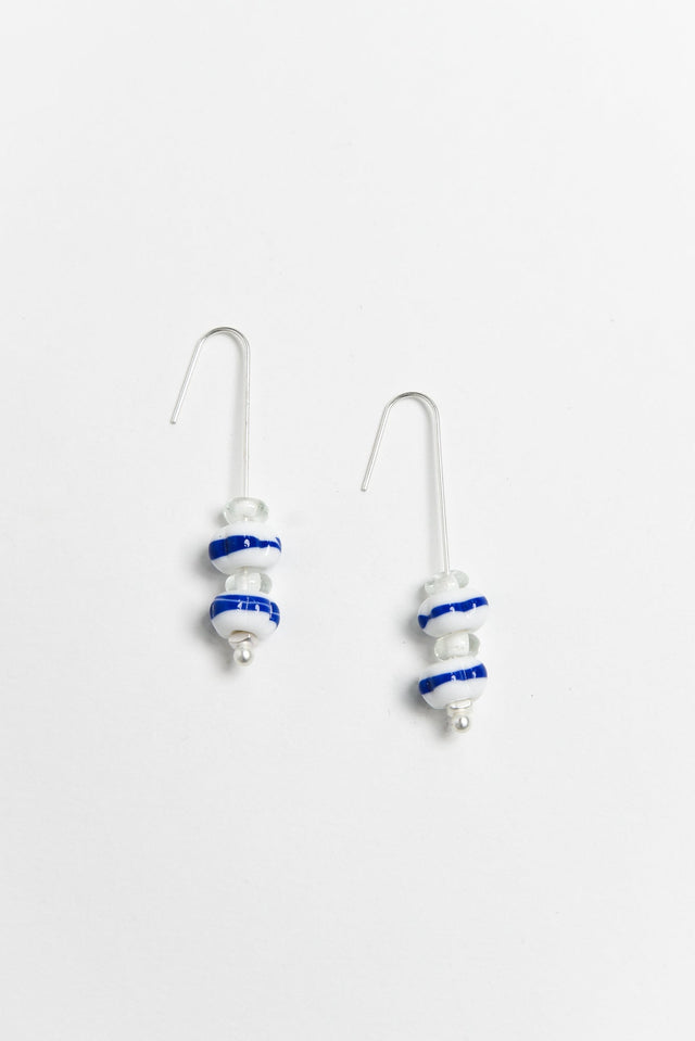 Mira Blue Glass Beaded Hook Earrings image 1