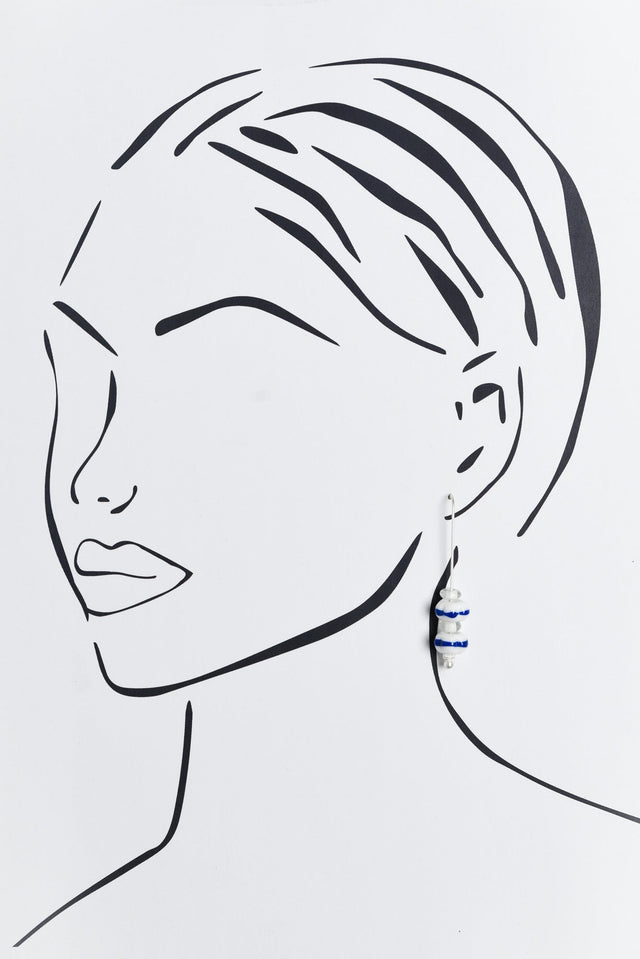 Mira Blue Glass Beaded Hook Earrings image 2