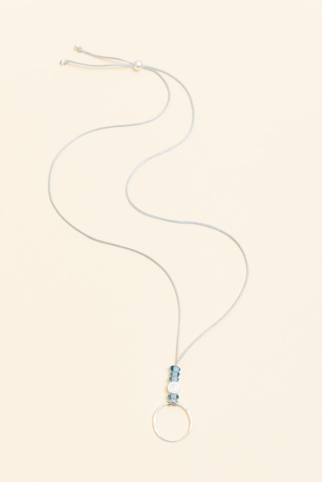 Missy Silver Beaded Ring Pendant Necklace