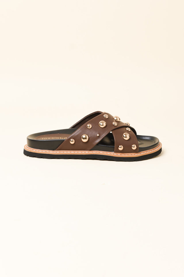 Mode Brown Studded Slide