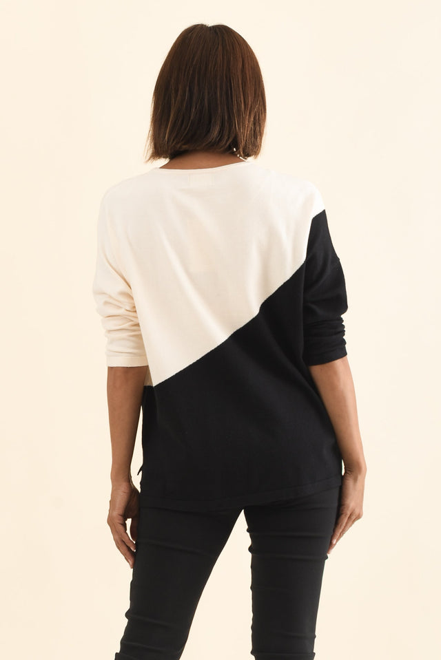 Mona Black Splice Knit Jumper,Brunette model,alt text|model:Cara image 5