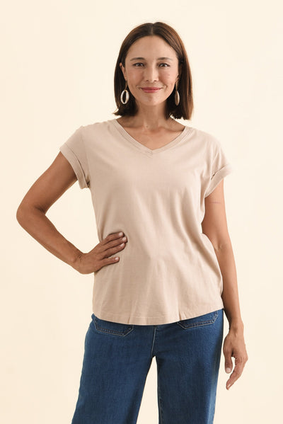 Monte Oat Cotton Vee Tee