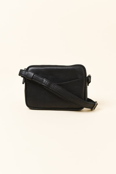 Monterey Black Leather Crossbody Bag