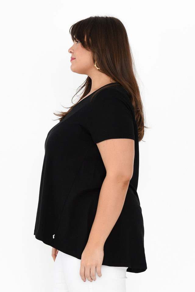 Montreal Black Cotton Tee,Brunette model,alt text|model:Gabby image 9