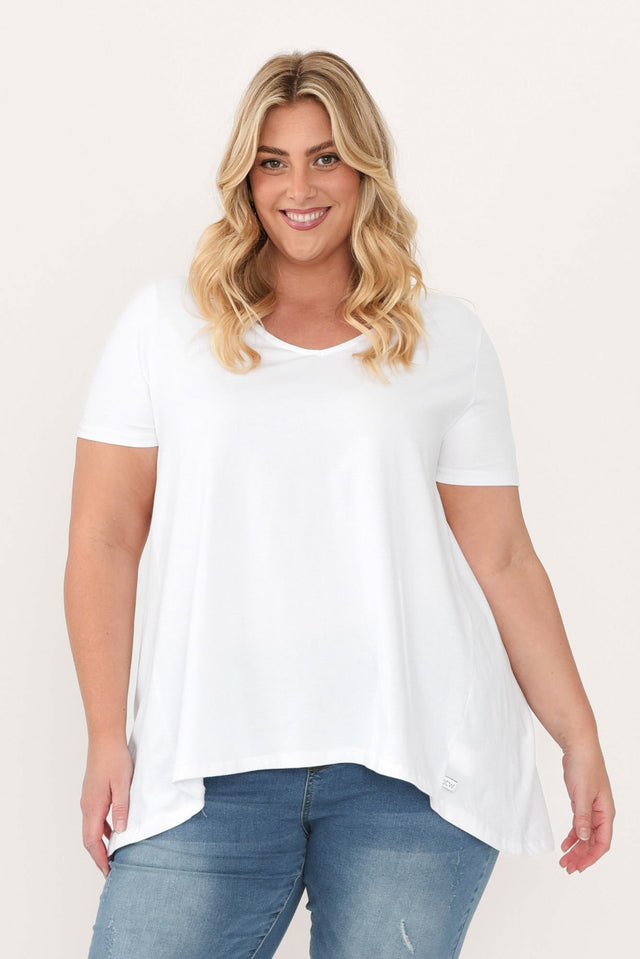 Montreal White Cotton Tee,Blonde model,alt text|model:Caitlin image 9