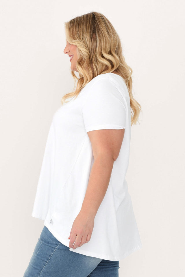 Montreal White Cotton Tee,Blonde model,alt text|model:Caitlin image 11
