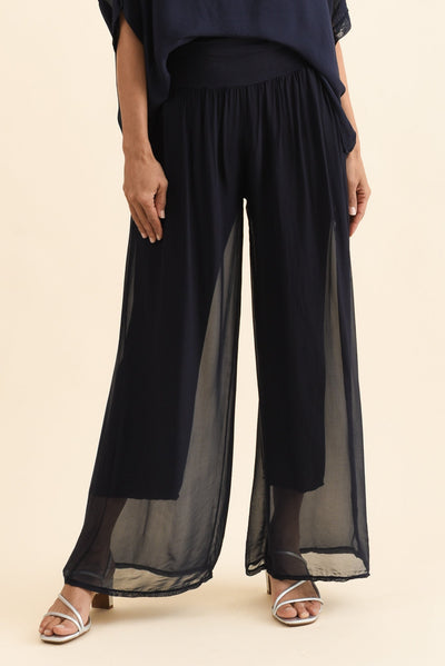 Mora Navy Silk Layer Pants