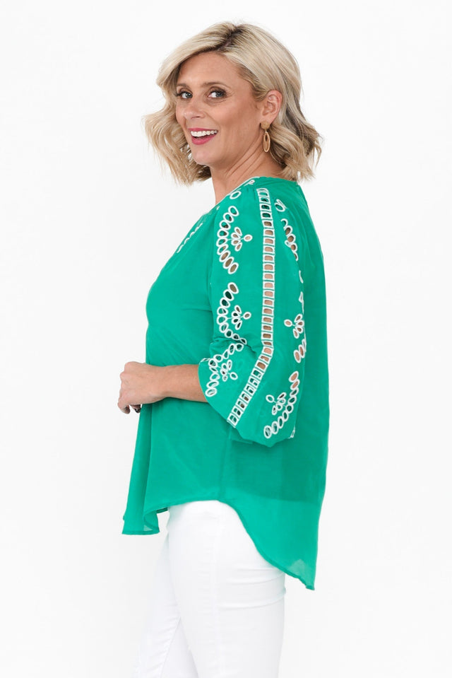 Morgan Bay Green Cotton Silk Top image 4