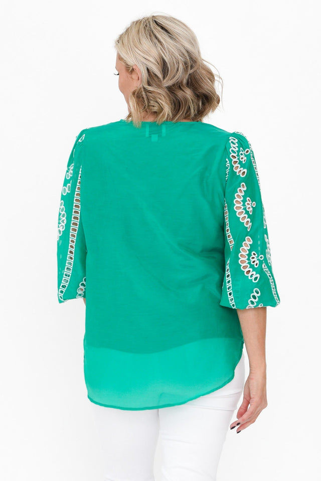 Morgan Bay Green Cotton Silk Top image 5