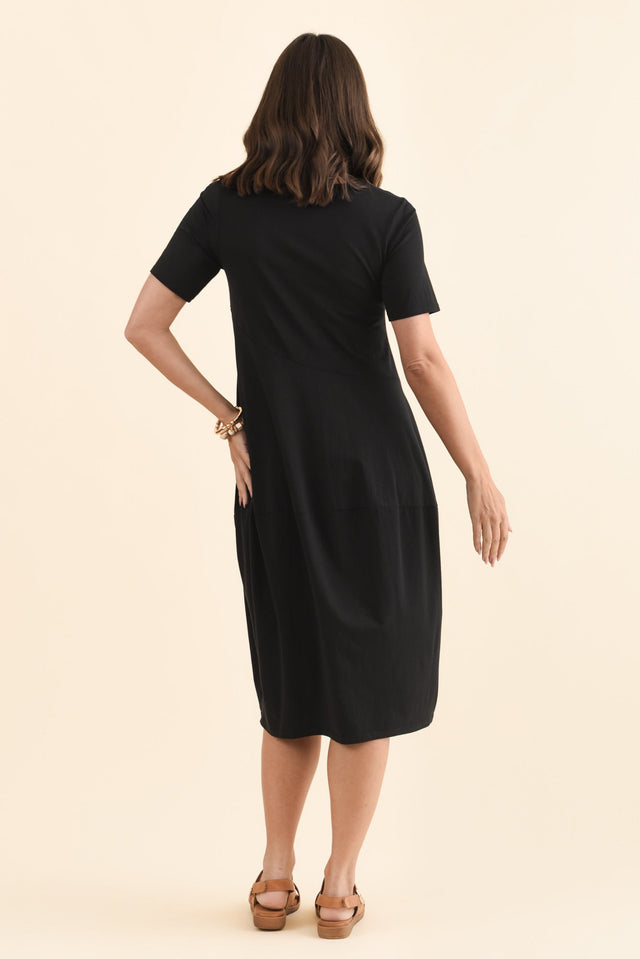 Morgan Black Diagonal Seam Dress,Brunette model,alt text|model:MJ image 5