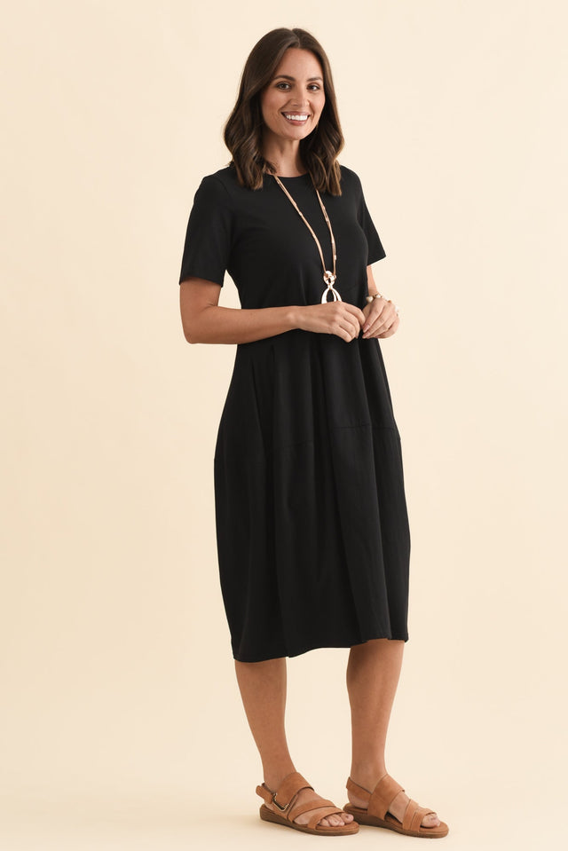 Morgan Black Diagonal Seam Dress,Brunette model,alt text|model:MJ image 4