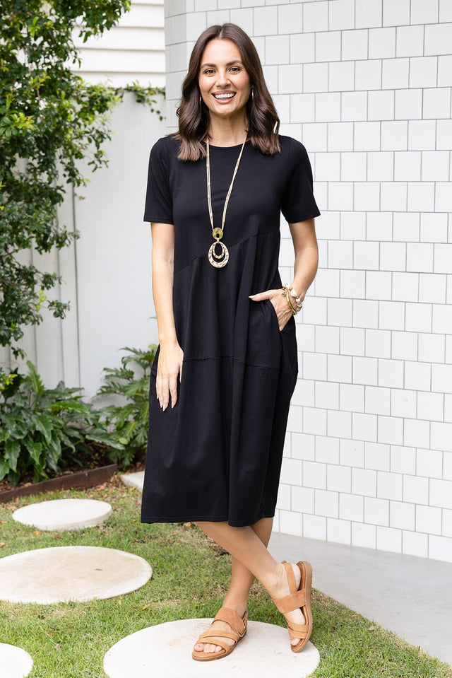 Morgan Black Diagonal Seam Dress,Lifestyle