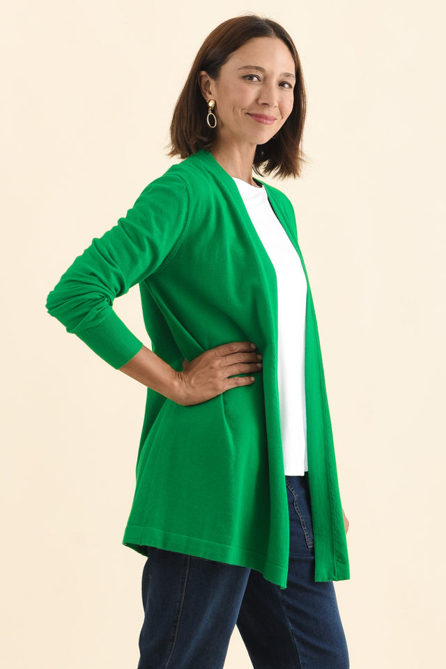 Morocco Green Knit Cardigan,Brunette model,alt text|model:Cara image 5